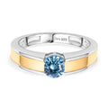 D'Joy AA Blauer Zirkon Ring 925 Silber platiniert und vergoldet (Größe 17.00) ca. 1,11 ct
