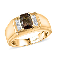 D'Joy AA Andalusit, Moissanit Ring 925 Silber 750 Gelbgold vermeil