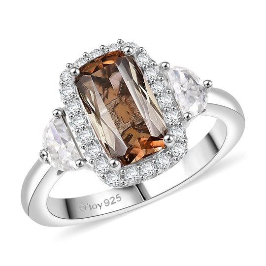 D'Joy AA Andalusit, Moissanit Ring 925 Silber Rhodiniert (Größe 17.00)   (10-16 Werktage Lieferzeit) ca. 2,89 ct