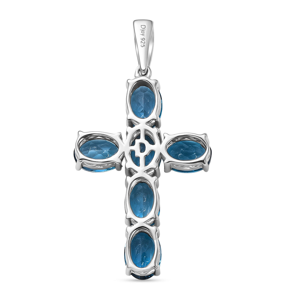D'Joy London Blau Topas Anhänger 925 Silber rhodiniert ca. 5.65 ct