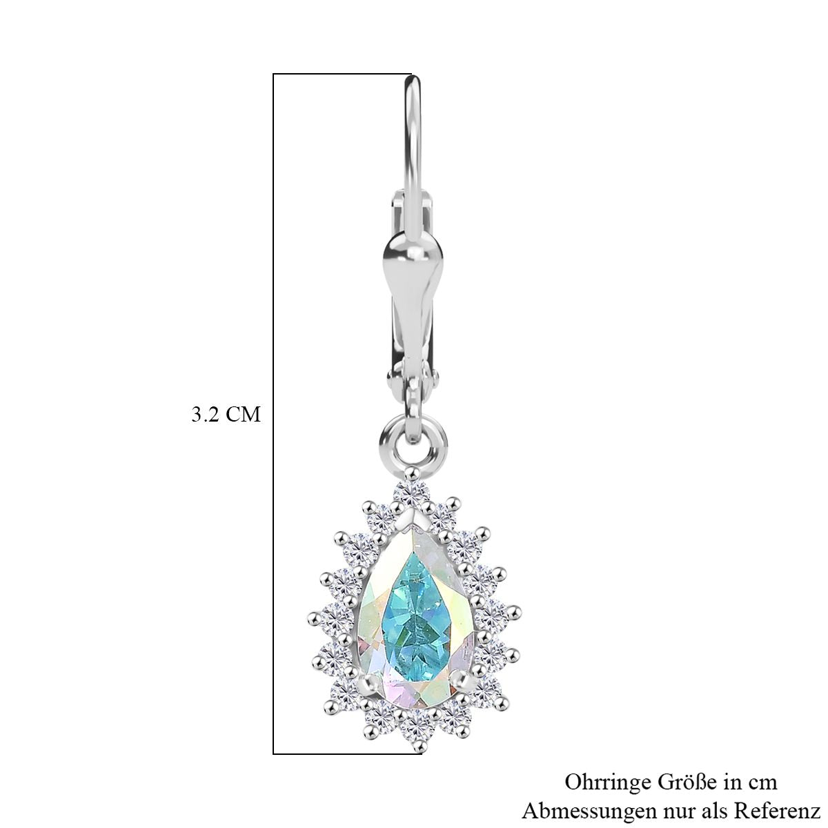 D'Joy Merkur mystischer Topas, Weißer Zirkon Ohrringe 925 Silber platiniert ca. 2.42 ct