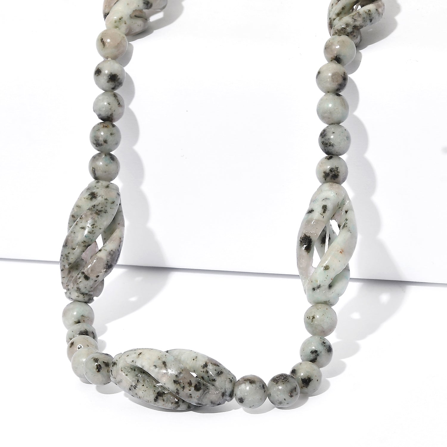 EVER TRUE Sesam-Jaspis Halskette ca. 50 cm Nickelfreies Messing Platiniert ca. 270.00 ct