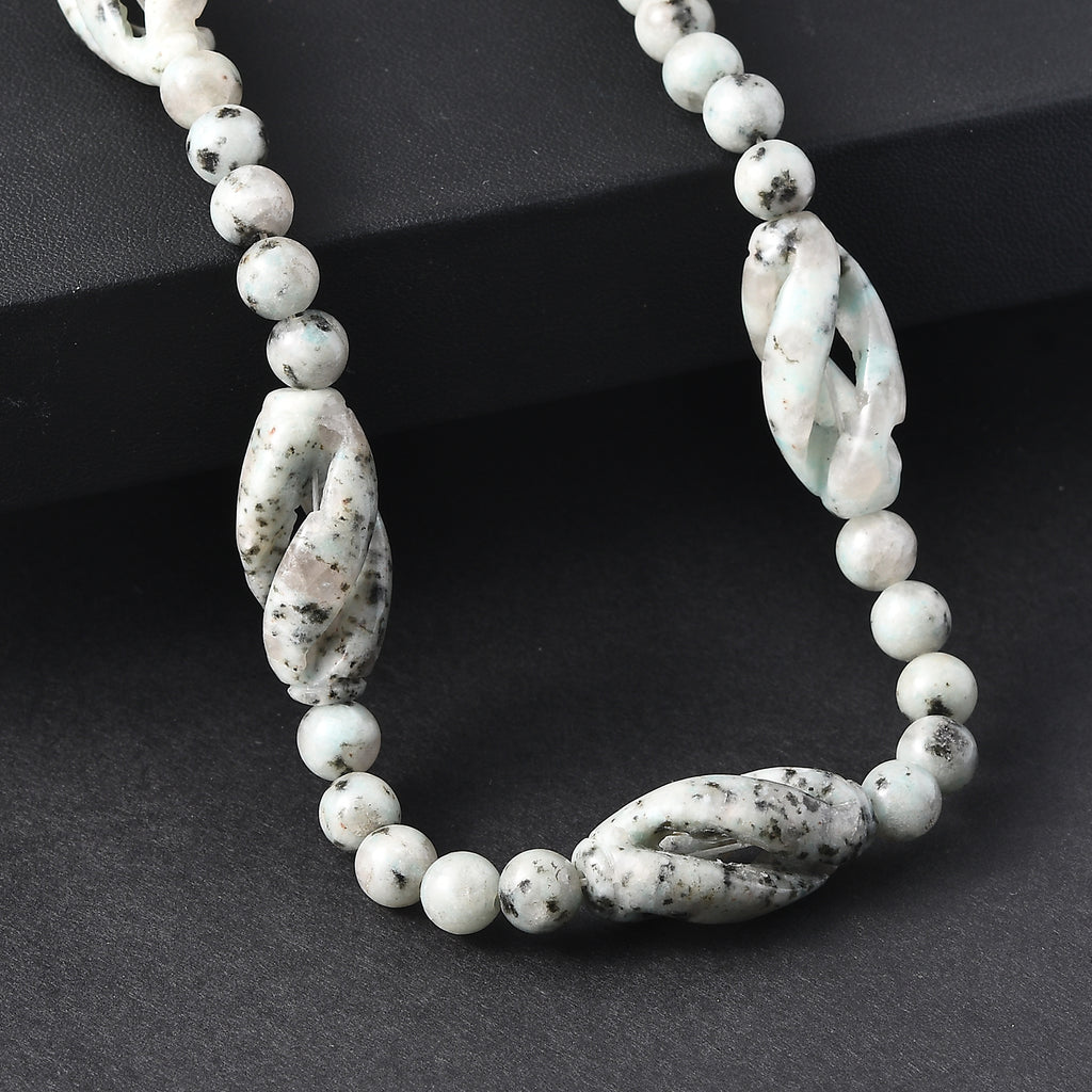 EVER TRUE Sesam-Jaspis Halskette ca. 50 cm Nickelfreies Messing Platiniert ca. 270.00 ct