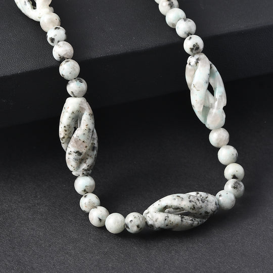EVER TRUE Sesam-Jaspis Halskette ca. 50 cm Nickelfreies Messing Platiniert ca. 270.00 ct