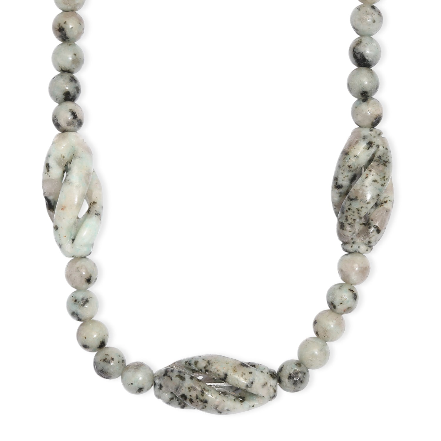 EVER TRUE Sesam-Jaspis Halskette ca. 50 cm Nickelfreies Messing Platiniert ca. 270.00 ct
