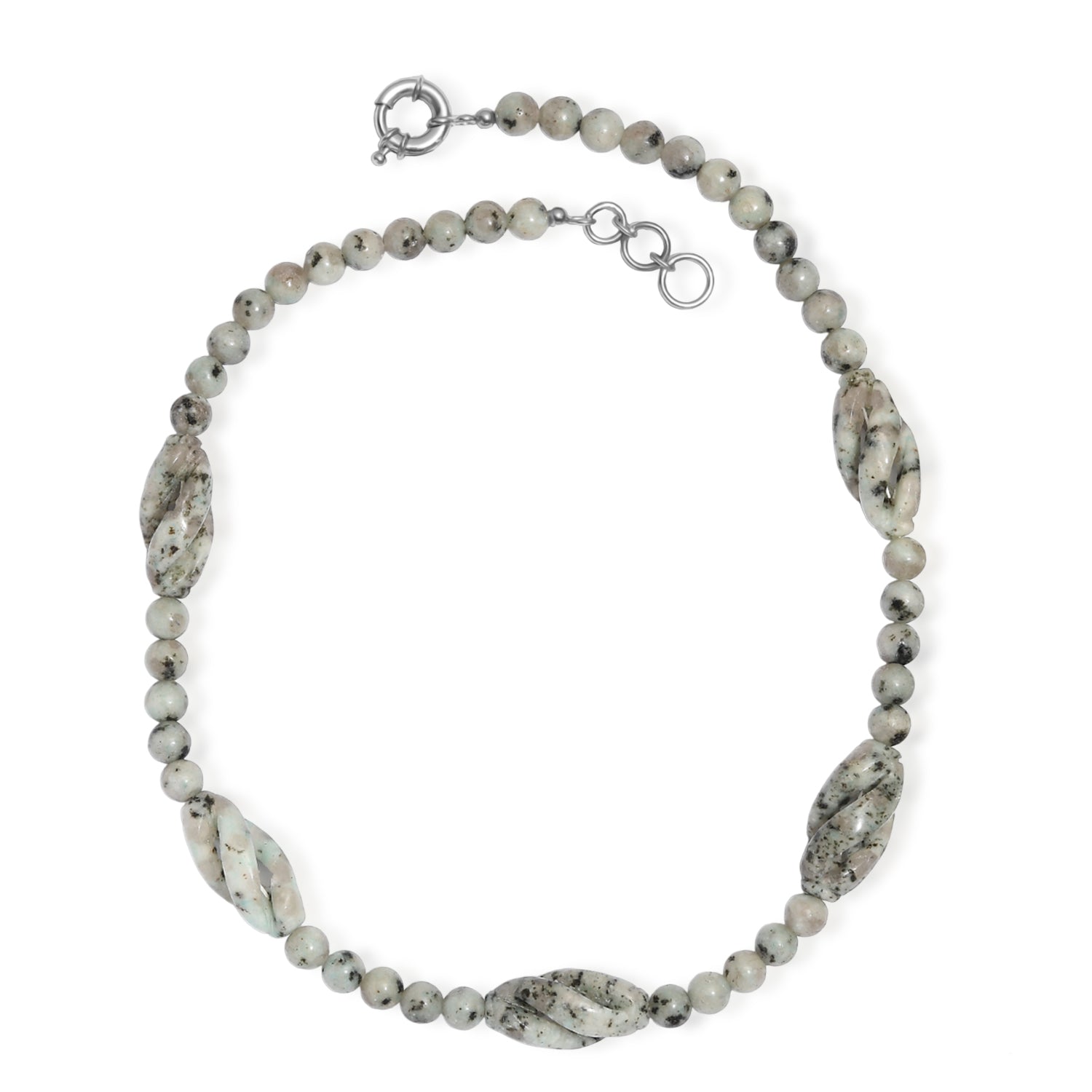 EVER TRUE Sesam-Jaspis Halskette ca. 50 cm Nickelfreies Messing Platiniert ca. 270.00 ct