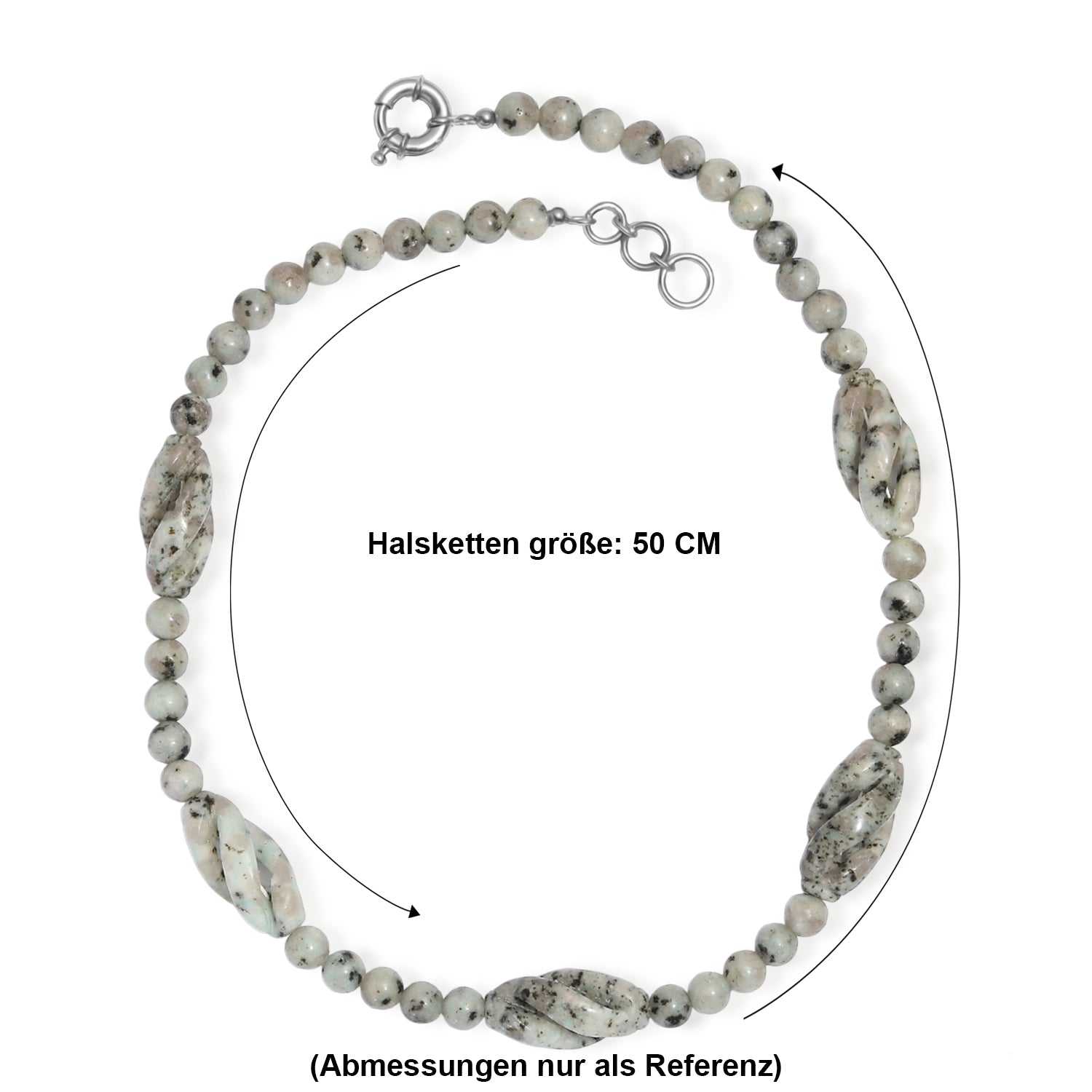 EVER TRUE Sesam-Jaspis Halskette ca. 50 cm Nickelfreies Messing Platiniert ca. 270.00 ct