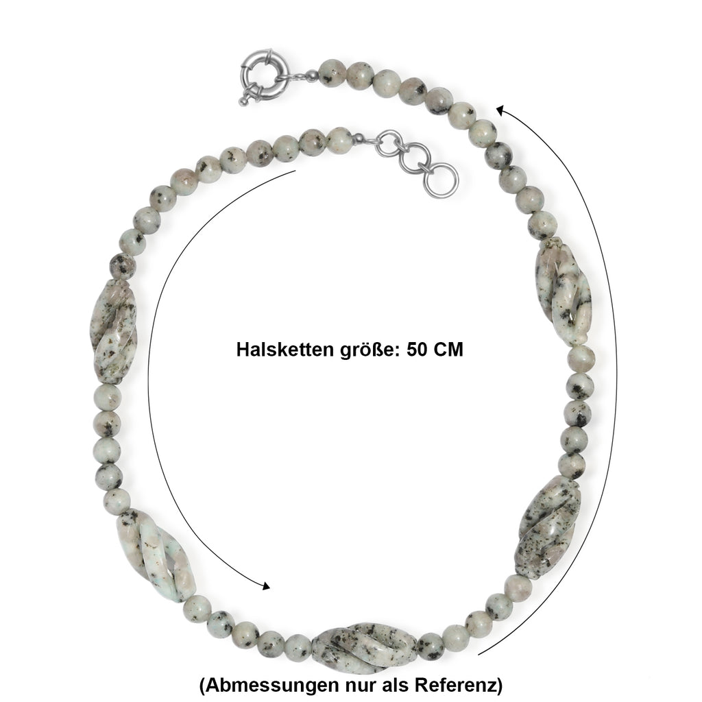 EVER TRUE Sesam-Jaspis Halskette ca. 50 cm Nickelfreies Messing Platiniert ca. 270.00 ct