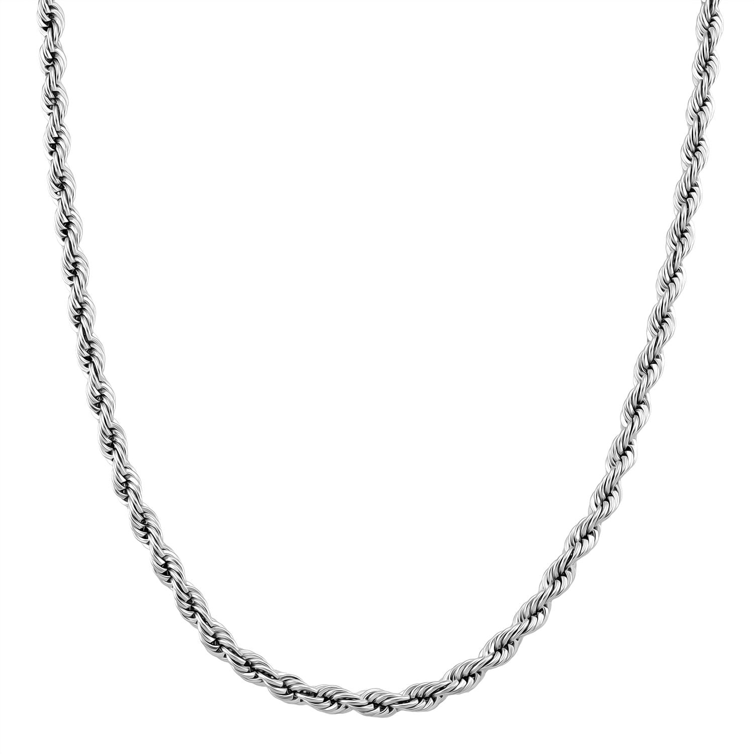 Kordelkette, 316L Edelstahl, ca. 50 cm, Silberfarben