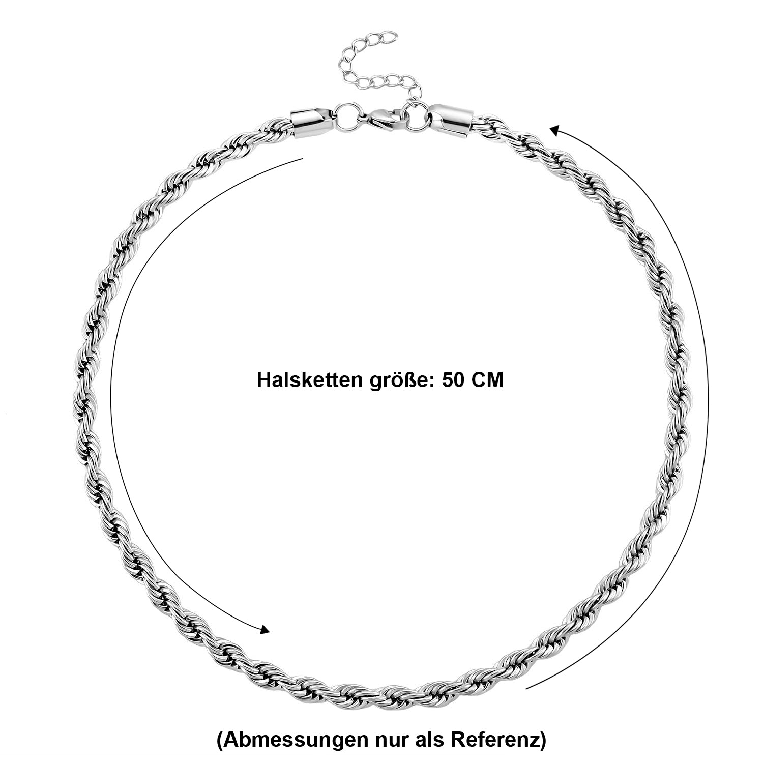 Kordelkette, 316L Edelstahl, ca. 50 cm, Silberfarben