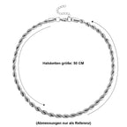 Kordelkette, 316L Edelstahl, ca. 50 cm, Silberfarben