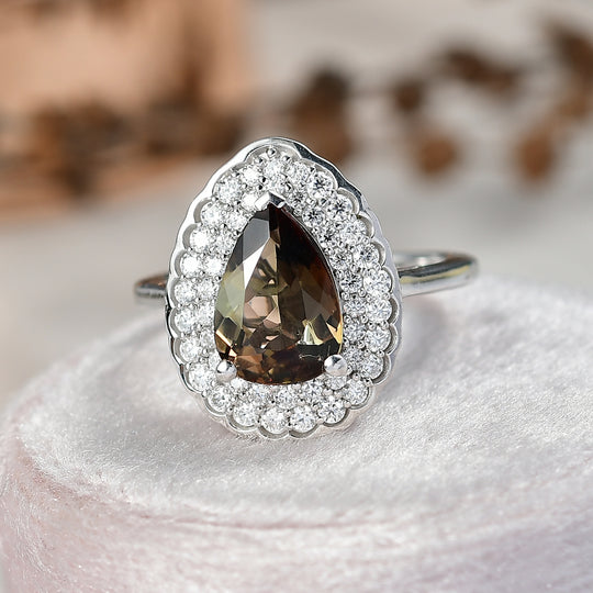 D'Joy AA Andalusit, Moissanit Ring 925 Silber Rhodiniert (Größe 18.00)   (10-16 Werktage Lieferzeit) ca. 3,36 ct