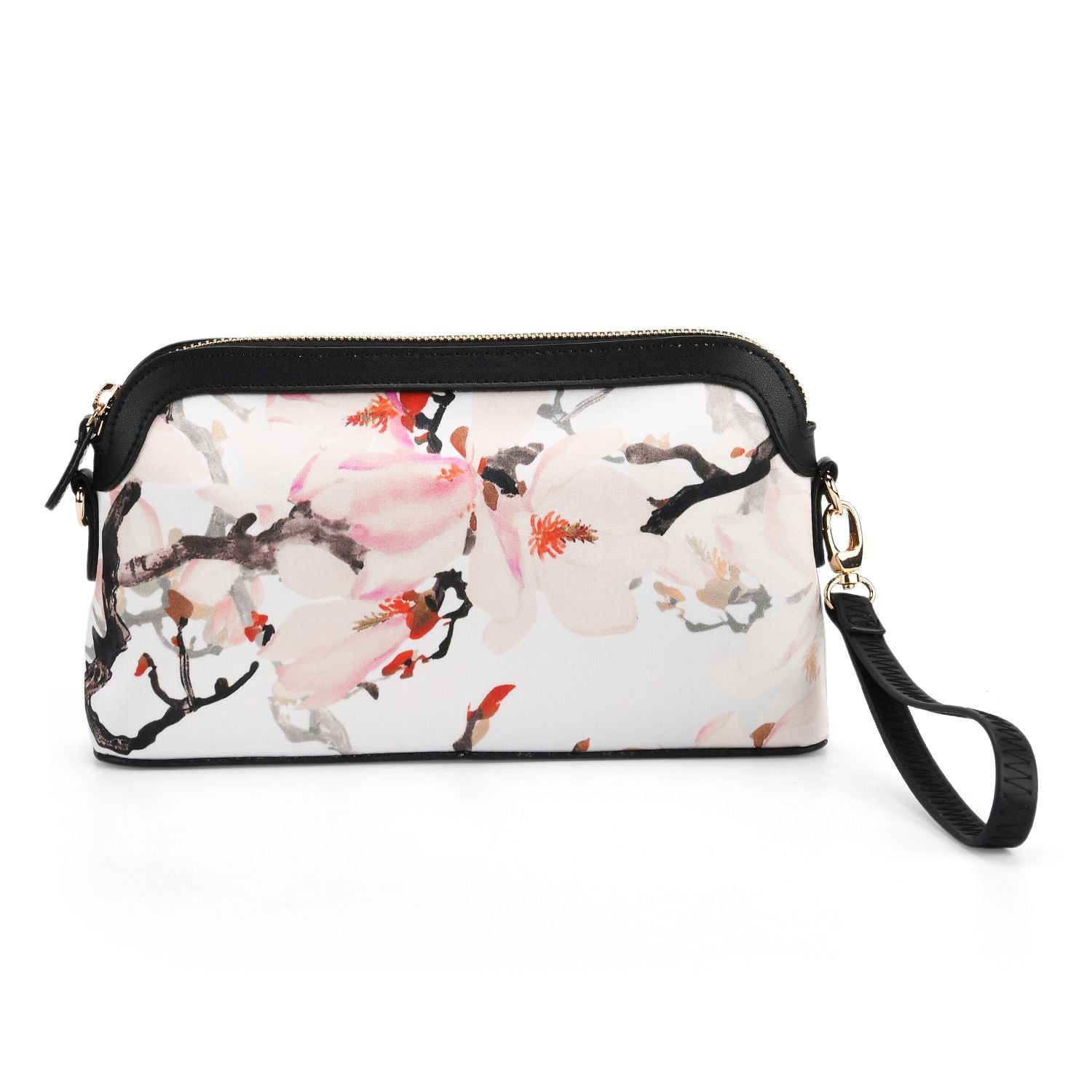 LA MAREY Signature - Seiden-Brokat-Crossbody-Bag, 24x6x14 cm, Grau Rosa