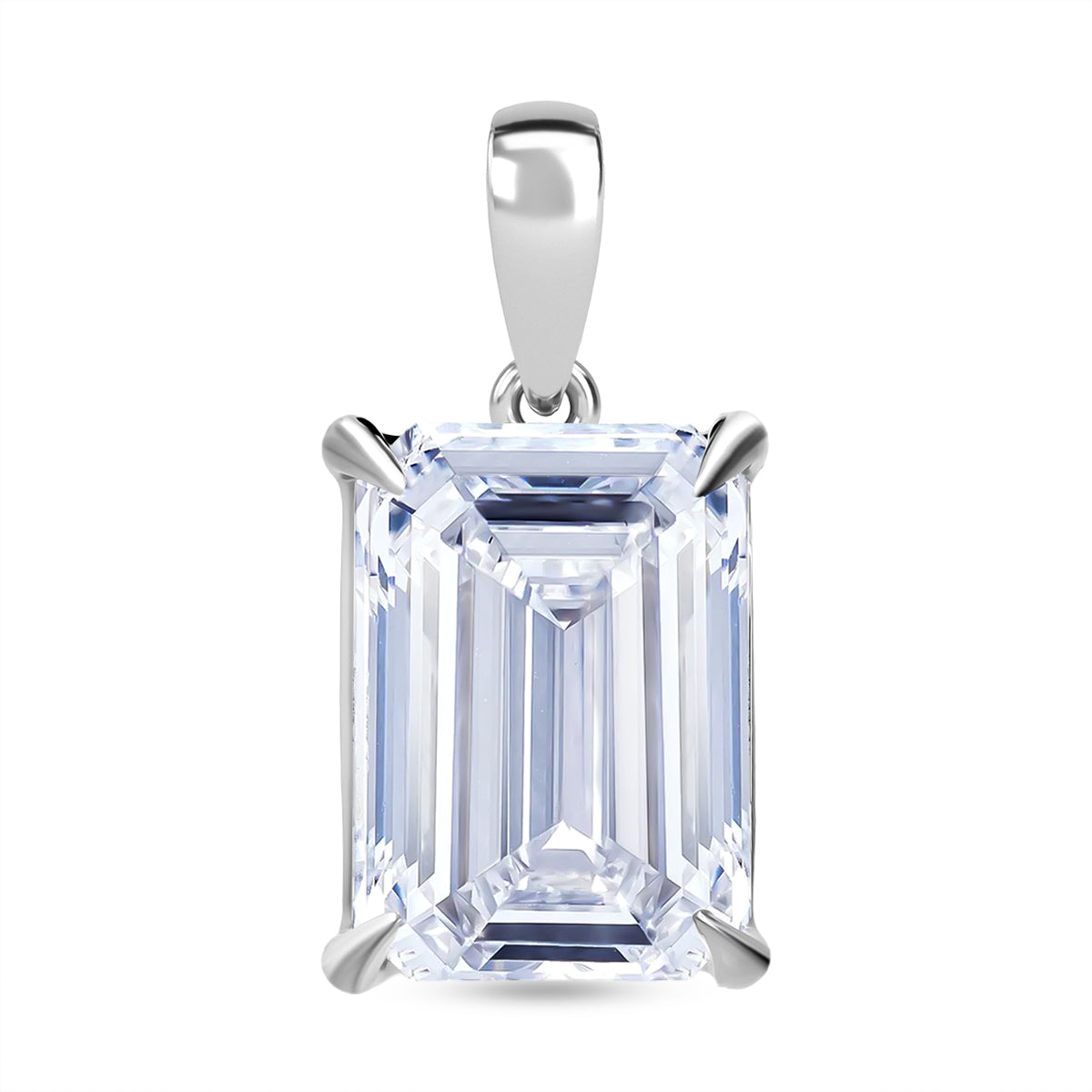 LUXURIANT DIAMOND - Lab Grown Diamant IGI zertifiziert VS2/F, Smaragd-Schliff Anhänger 925 Silber rhodiniert ca. 10.00 ct