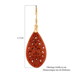 D'Joy Burmesischer Rote Jadeit Jade Ohrringe 925 Silber vergoldet ca. 20.00 ct