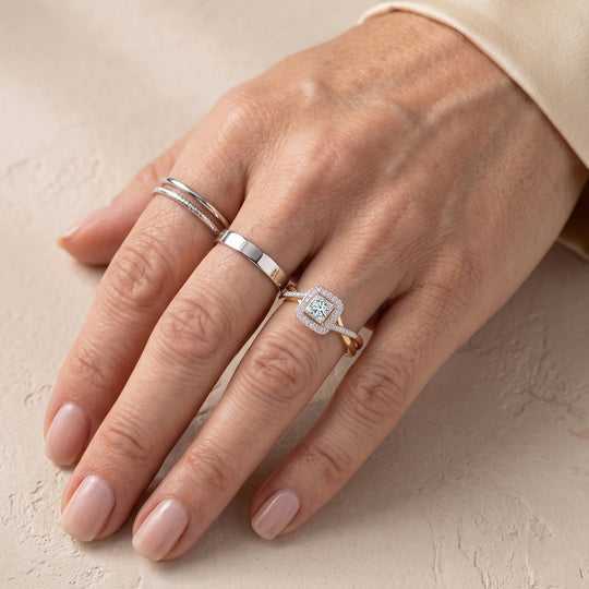 LUXURIANT DIAMOND - Lab Grown Diamant VS-EF Ring 925 Silber 750 Gelbgold Vermeil (Größe 20.00) ca. 0.25 ct