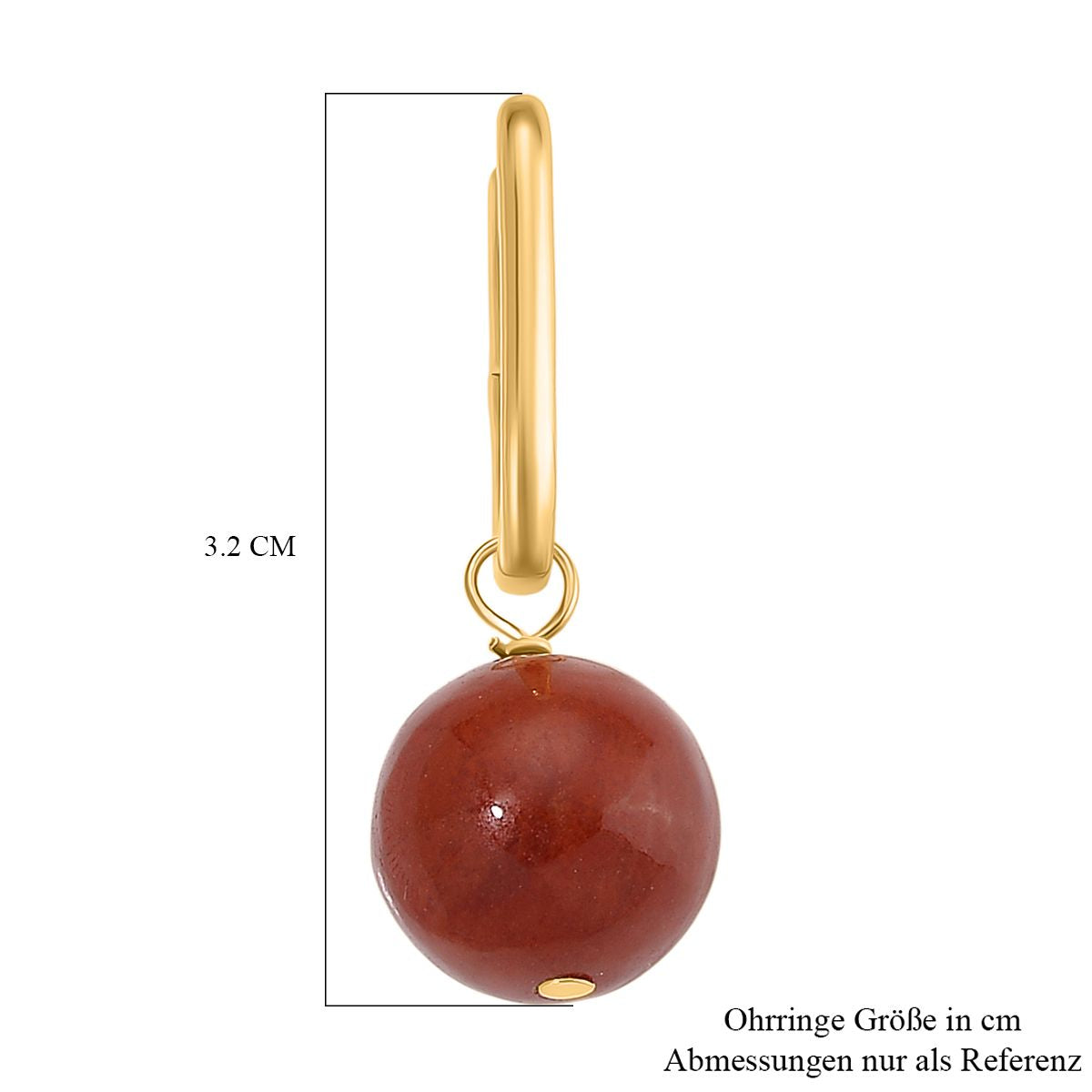 D'Joy Burmesischer Rote Jadeit Jade Ohrringe 925 Silber vergoldet ca. 30.00 ct