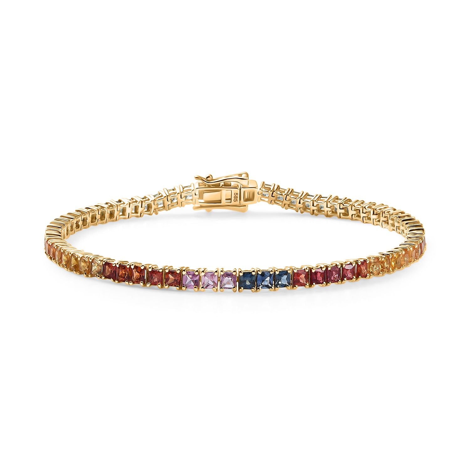 AAA Mehrfarbig Saphir Armband ca. 19 cm 585 Gold ca. 8,26 ct.