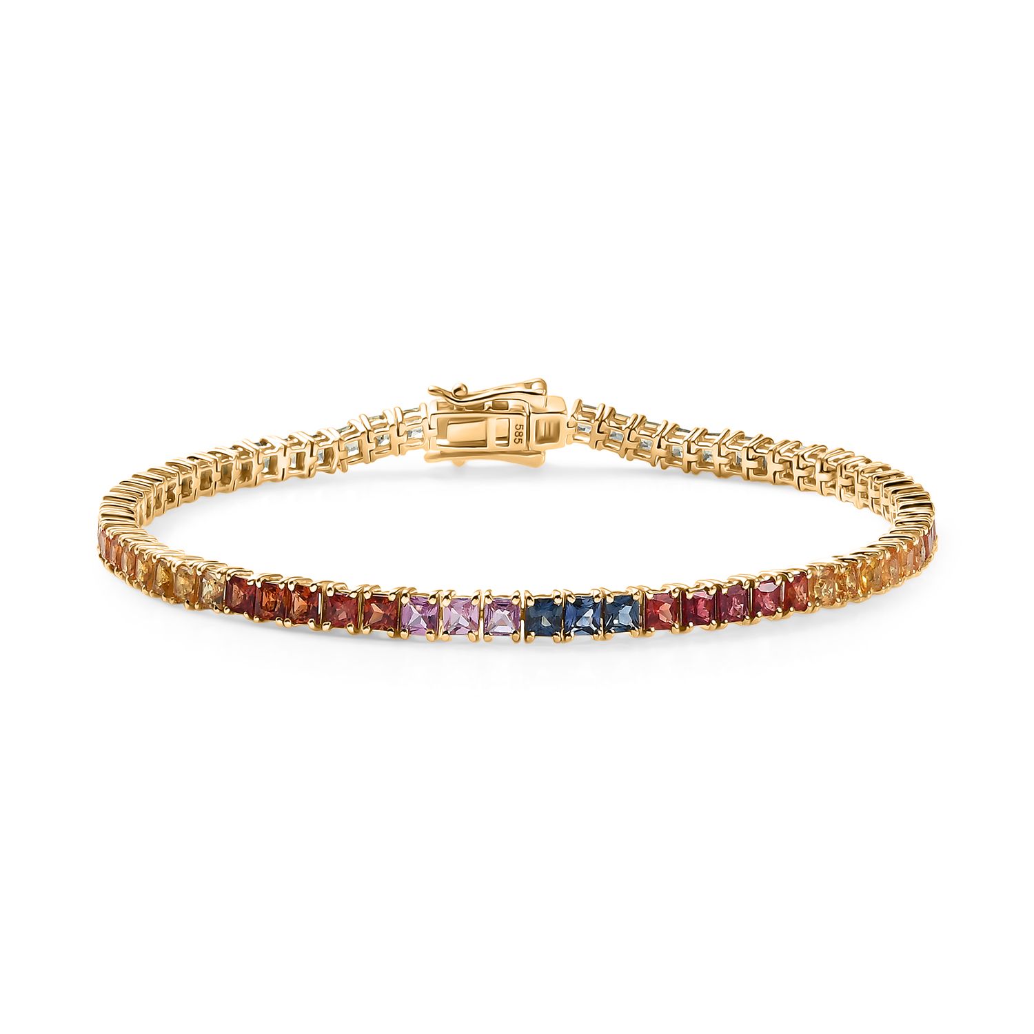 AAA Mehrfarbig Saphir Armband ca. 19 cm 585 Gold ca. 8,26 ct.