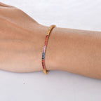 AAA Mehrfarbig Saphir Armband ca. 19 cm 585 Gold ca. 8,26 ct.