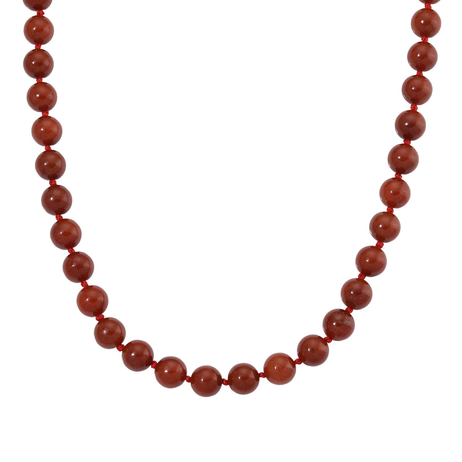 D'Joy Burmesische Rote Jadeit Jade klassisch Halskette ca. 50 cm 925 Silber vergoldet ca. 600.00 ct