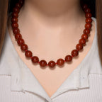 D'Joy Burmesische Rote Jadeit Jade klassisch Halskette ca. 50 cm 925 Silber vergoldet ca. 600.00 ct