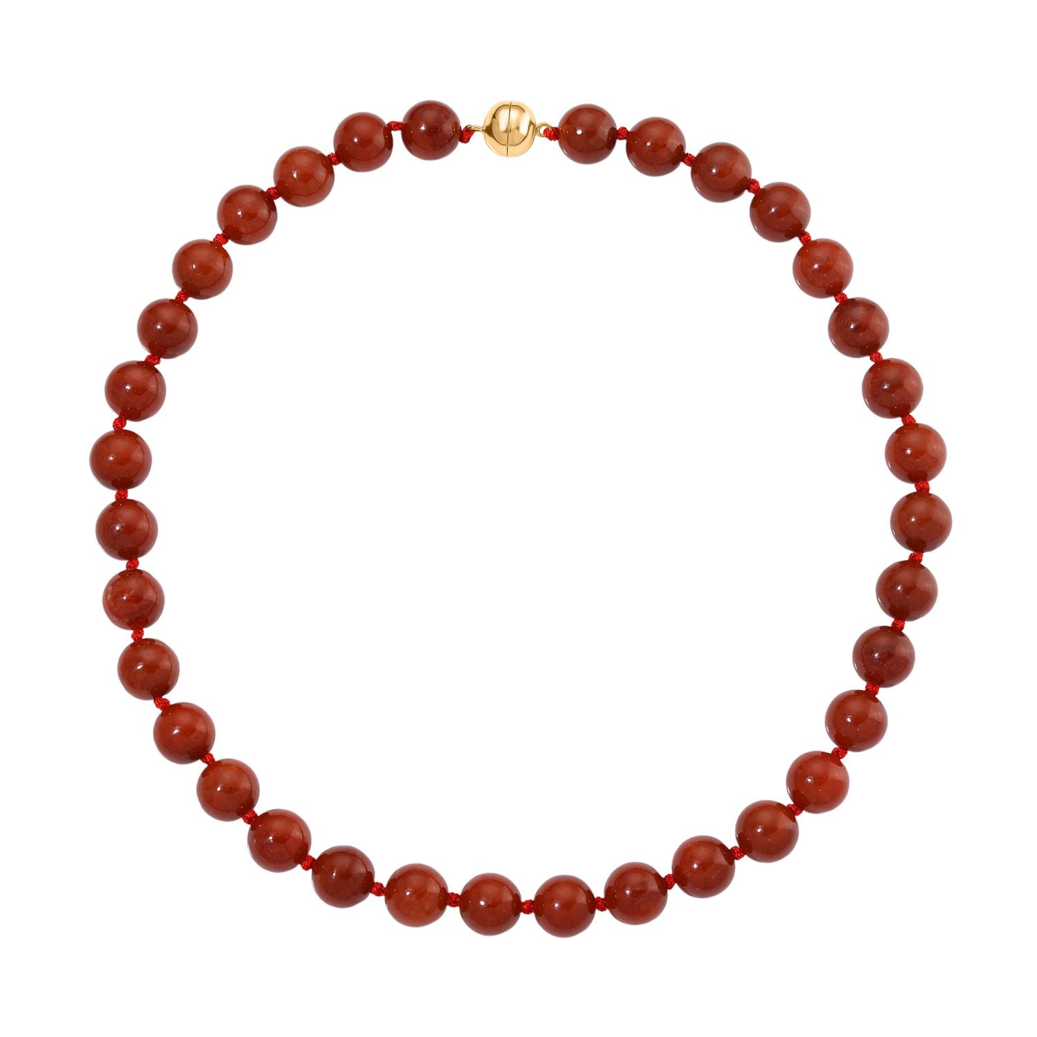 D'Joy Burmesische Rote Jadeit Jade klassisch Halskette ca. 50 cm 925 Silber vergoldet ca. 600.00 ct