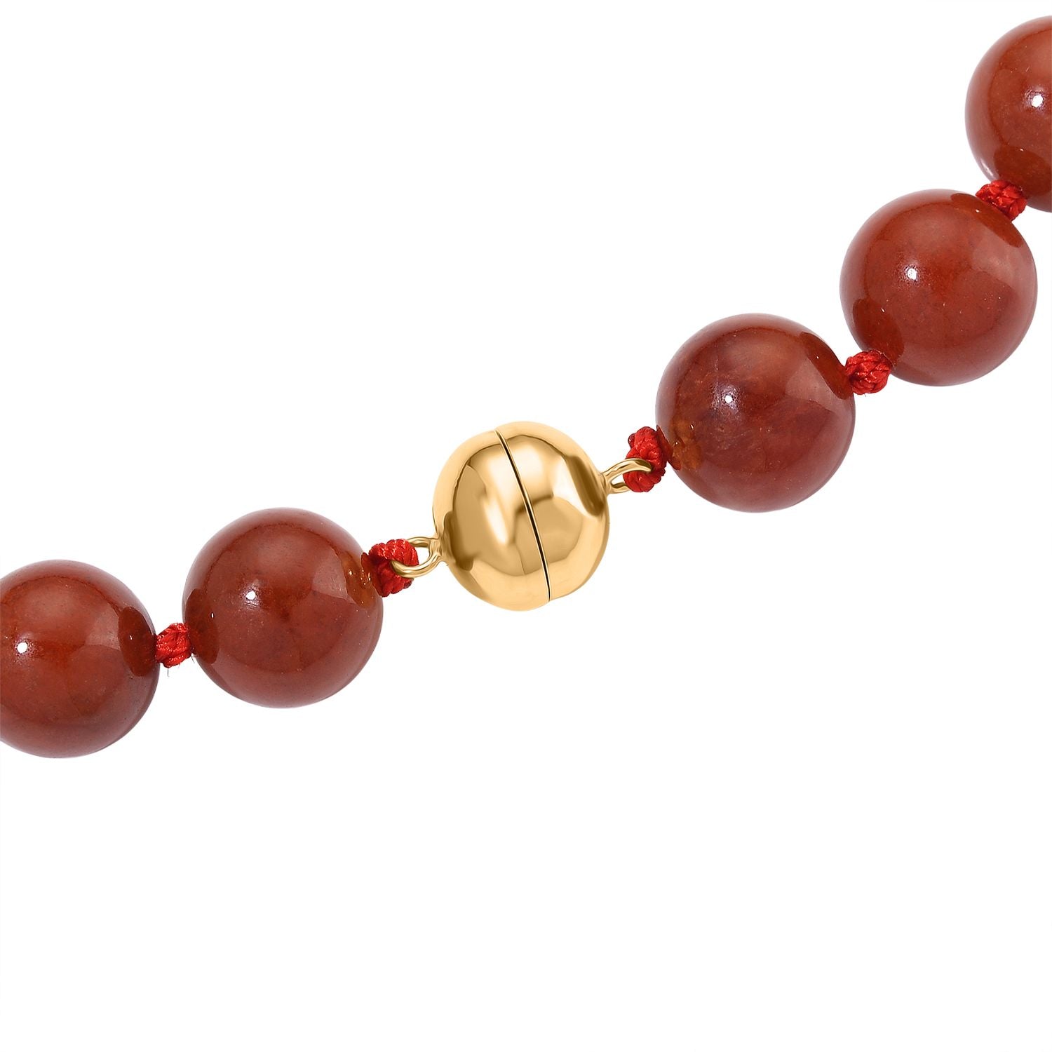 D'Joy Burmesische Rote Jadeit Jade klassisch Halskette ca. 50 cm 925 Silber vergoldet ca. 600.00 ct