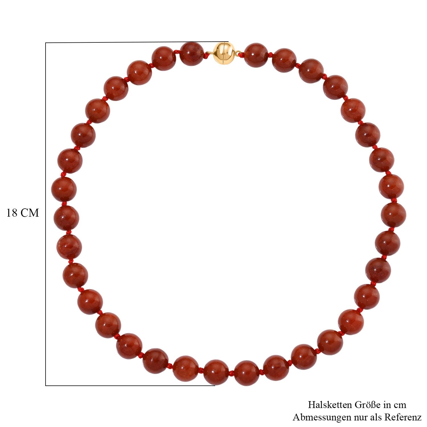 D'Joy Burmesische Rote Jadeit Jade klassisch Halskette ca. 50 cm 925 Silber vergoldet ca. 600.00 ct