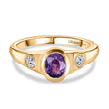 AAA Natürlicher Farbwechsel Saphir, Lab Grown Diamant Ring 925 Silber 750 Gelbgold Vermeil (Größe 17.00) ca. 1,09 ct