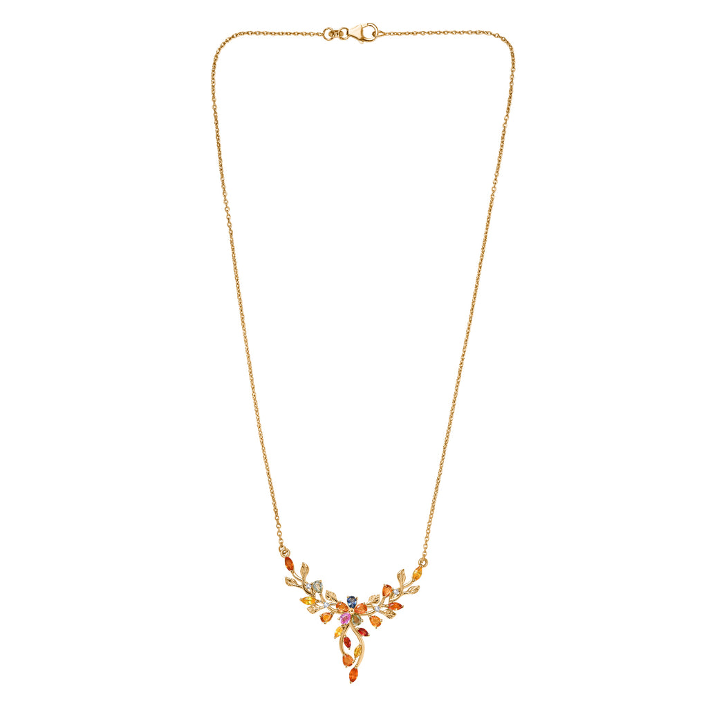 D'Joy AA Rosa Saphir, Mehrfarbig Saphir Halskette ca. 45 cm 925 Silber 750 Gelbgold Vermeil ca. 3,11 ct.