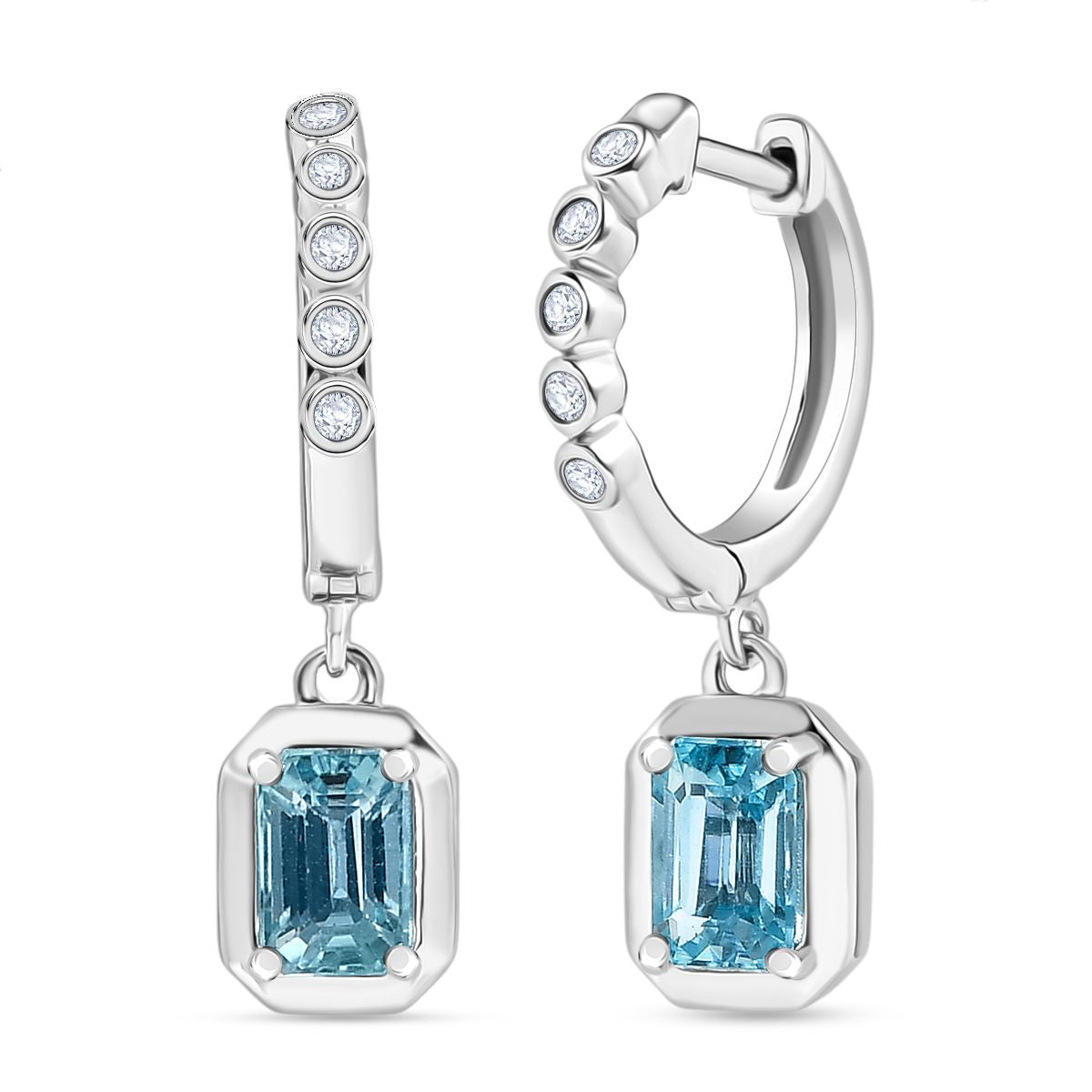 D'Joy AAA Blauer Zirkon, Weißer Zirkon Ohrringe 925 Silber rhodiniert ca. 2.61 ct