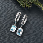 D'Joy AAA Blauer Zirkon, Weißer Zirkon Ohrringe 925 Silber rhodiniert ca. 2,61 ct.