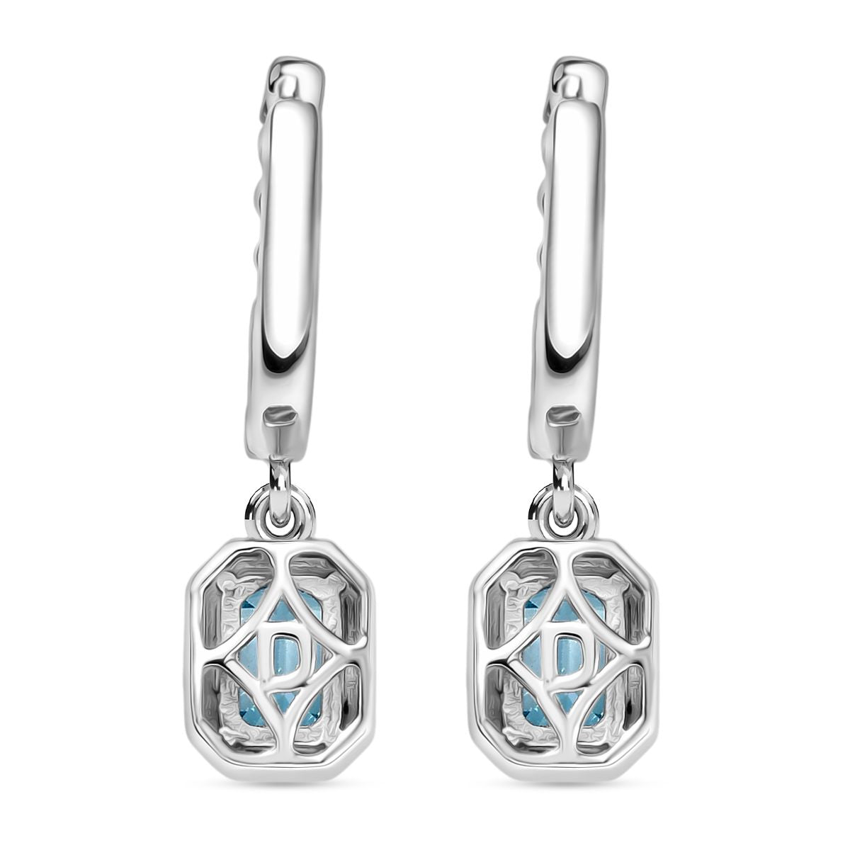 D'Joy AAA Blauer Zirkon, Weißer Zirkon Ohrringe 925 Silber rhodiniert ca. 2.61 ct