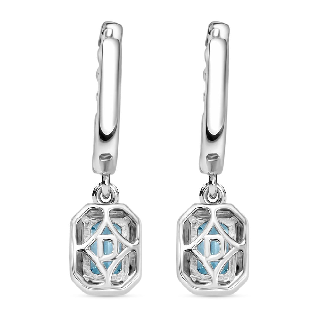 D'Joy AAA Blauer Zirkon, Weißer Zirkon Ohrringe 925 Silber rhodiniert ca. 2,61 ct.