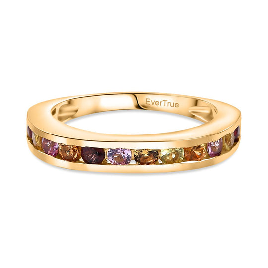 Mehrfarbiger Saphir Ring Nickelfreies Messing (Größe 17.00) ca. 0.96 ct