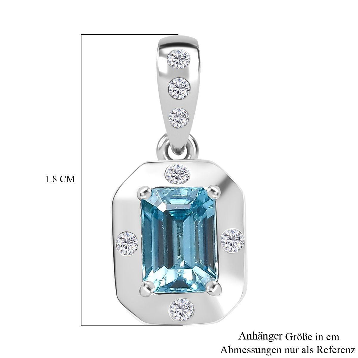 D'Joy AAA Blauer Zirkon, Weißer Zirkon Anhänger 925 Silber rhodiniert ca. 1.35 ct