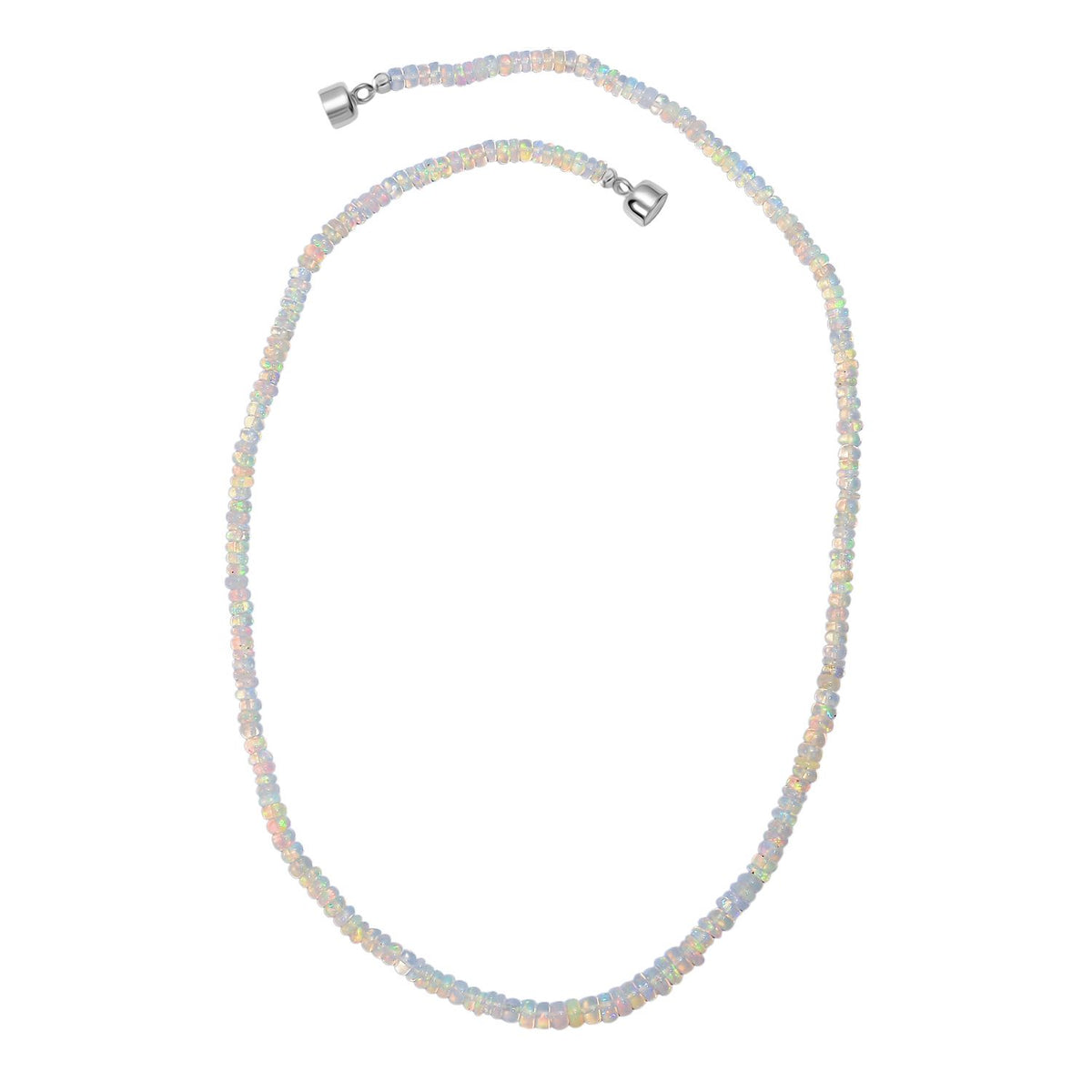 D'Joy Natürlicher, äthiopischer Welo Opal Halskette ca. 45 cm 925 Silber rhodiniert ca. 37.00 ct