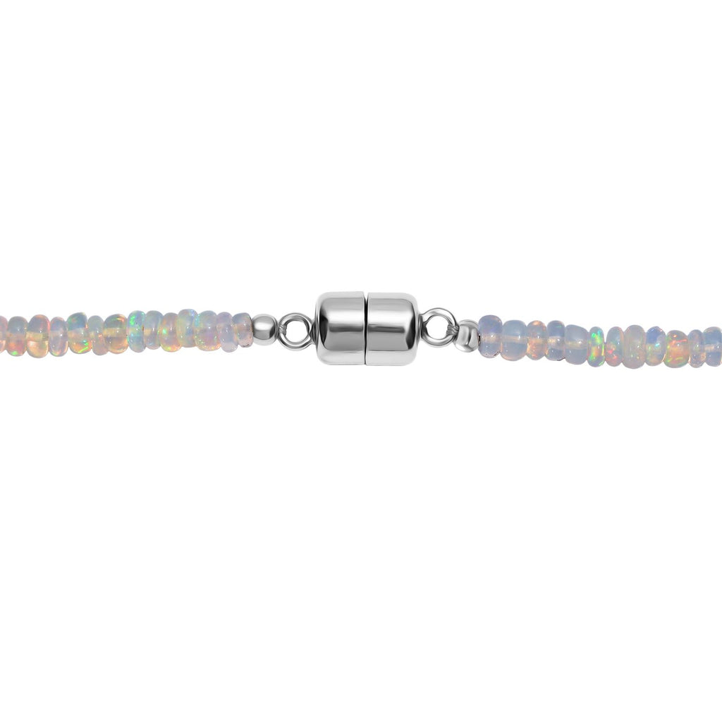 D'Joy Natürlicher, äthiopischer Welo Opal Halskette ca. 45 cm 925 Silber rhodiniert ca. 37.00 ct