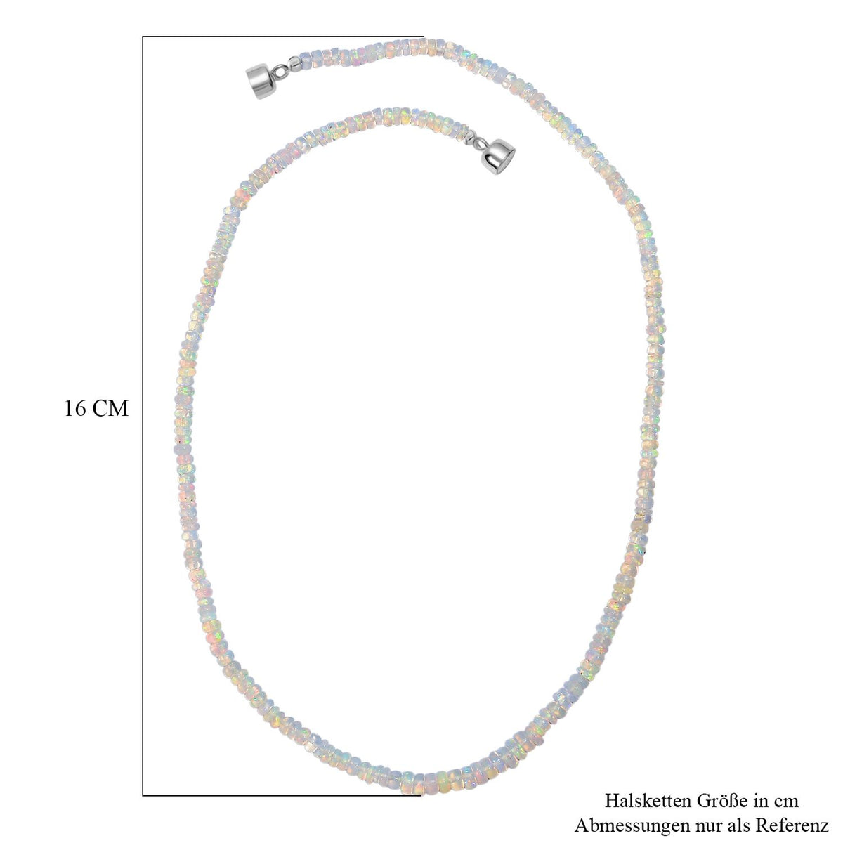 D'Joy Natürlicher, äthiopischer Welo Opal Halskette ca. 45 cm 925 Silber rhodiniert ca. 37.00 ct