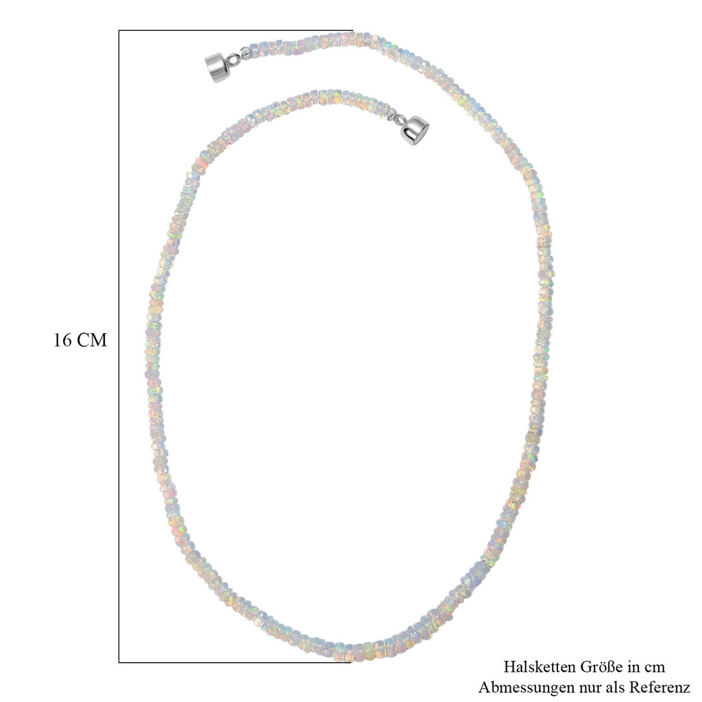D'Joy Natürlicher, äthiopischer Welo Opal Halskette ca. 45 cm 925 Silber rhodiniert ca. 37.00 ct