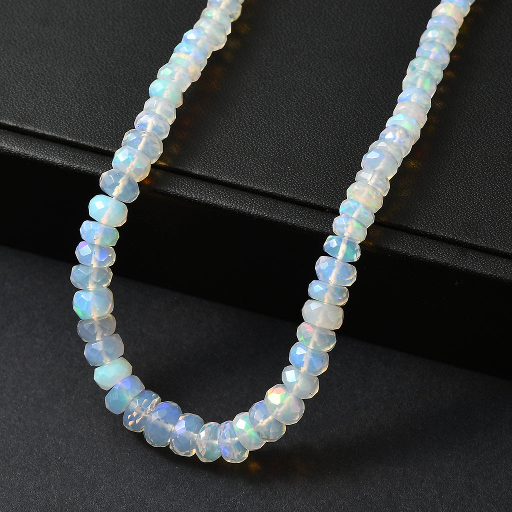 D'Joy AA Natürlicher, äthiopischer Welo Opal Halskette ca. 45 cm 925 Silber rhodiniert ca. 55,00 ct.