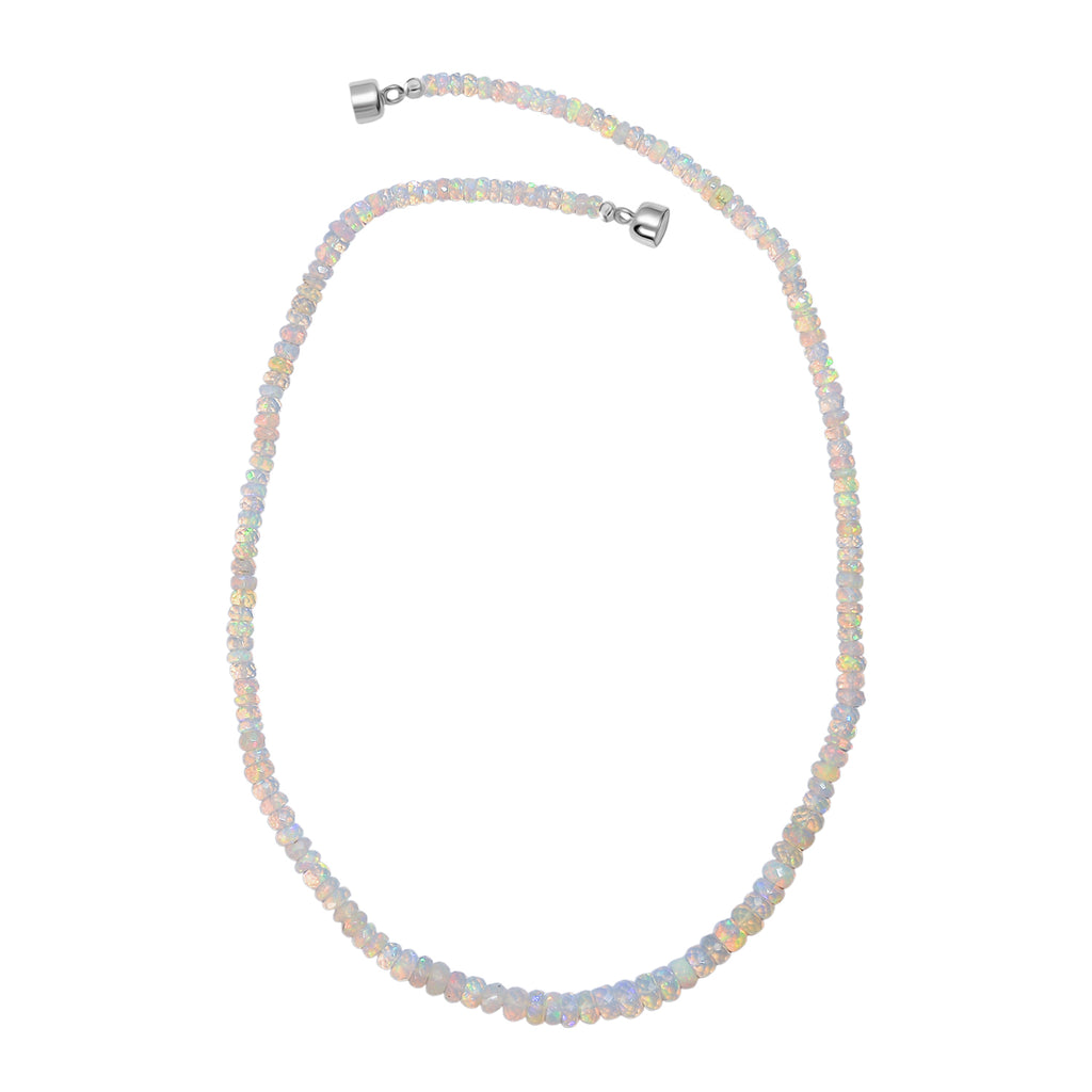 D'Joy AA Natürlicher, äthiopischer Welo Opal Halskette ca. 45 cm 925 Silber rhodiniert ca. 55,00 ct.