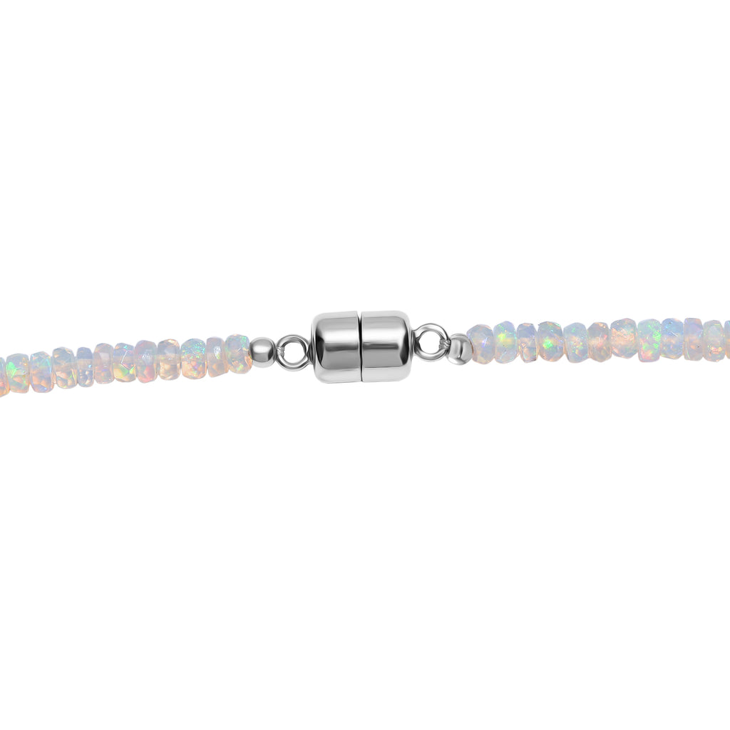 D'Joy AA Natürlicher, äthiopischer Welo Opal Halskette ca. 45 cm 925 Silber rhodiniert ca. 55,00 ct.