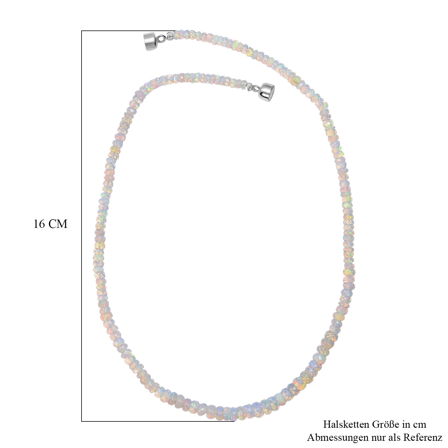 D'Joy AA Natürlicher, äthiopischer Welo Opal Halskette ca. 45 cm 925 Silber rhodiniert ca. 55,00 ct.