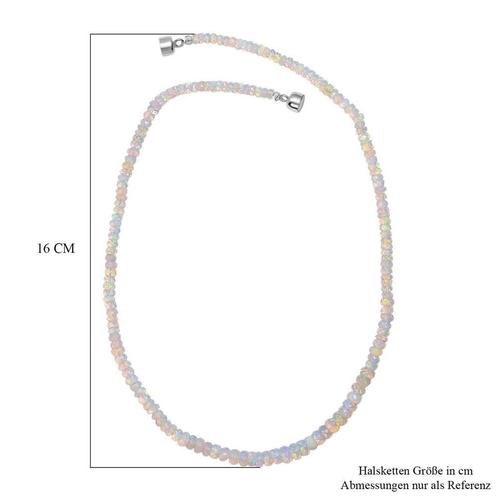 D'Joy AA Natürlicher, äthiopischer Welo Opal Halskette ca. 45 cm 925 Silber rhodiniert ca. 55,00 ct.