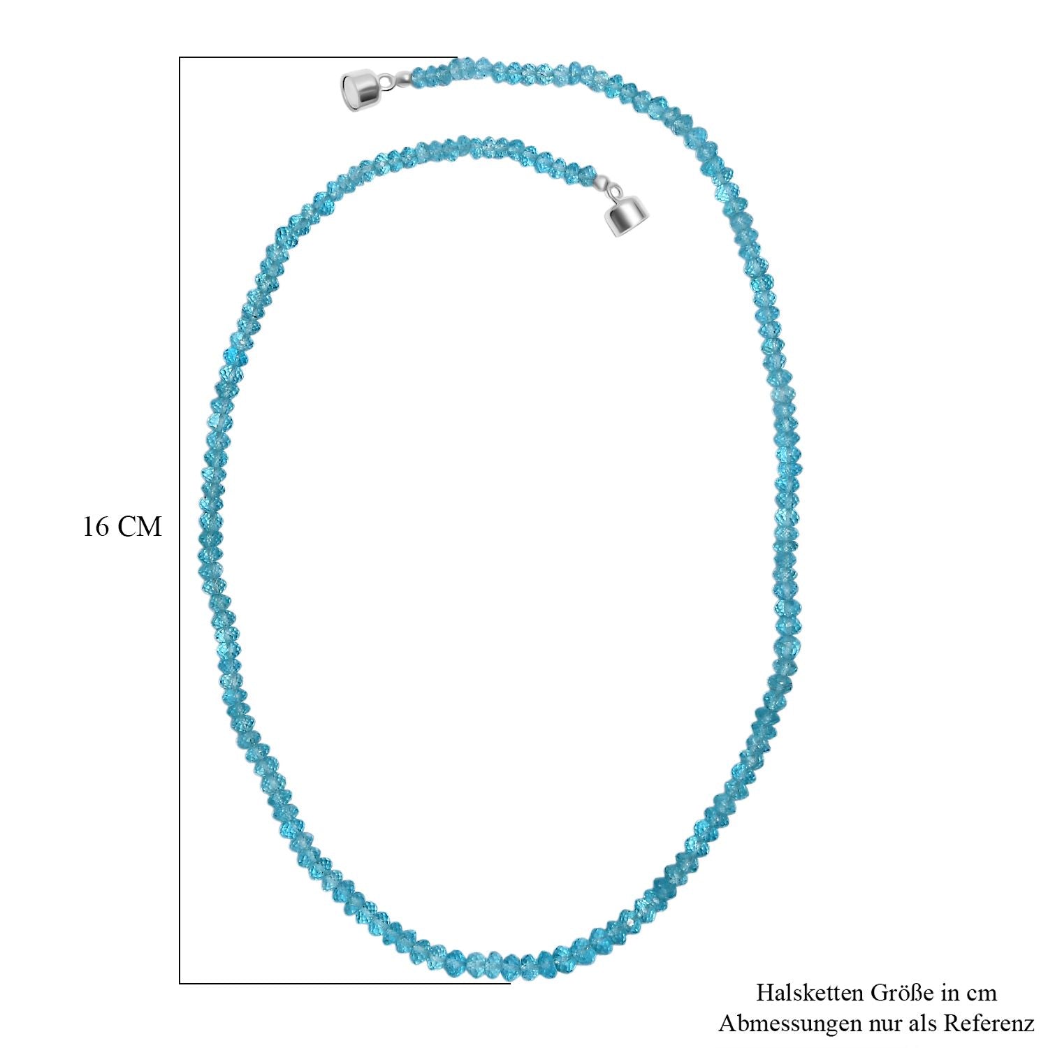 D'Joy AA Blauer Apatit Halskette ca. 45 cm 925 Silber rhodiniert ca. 84,70 ct.