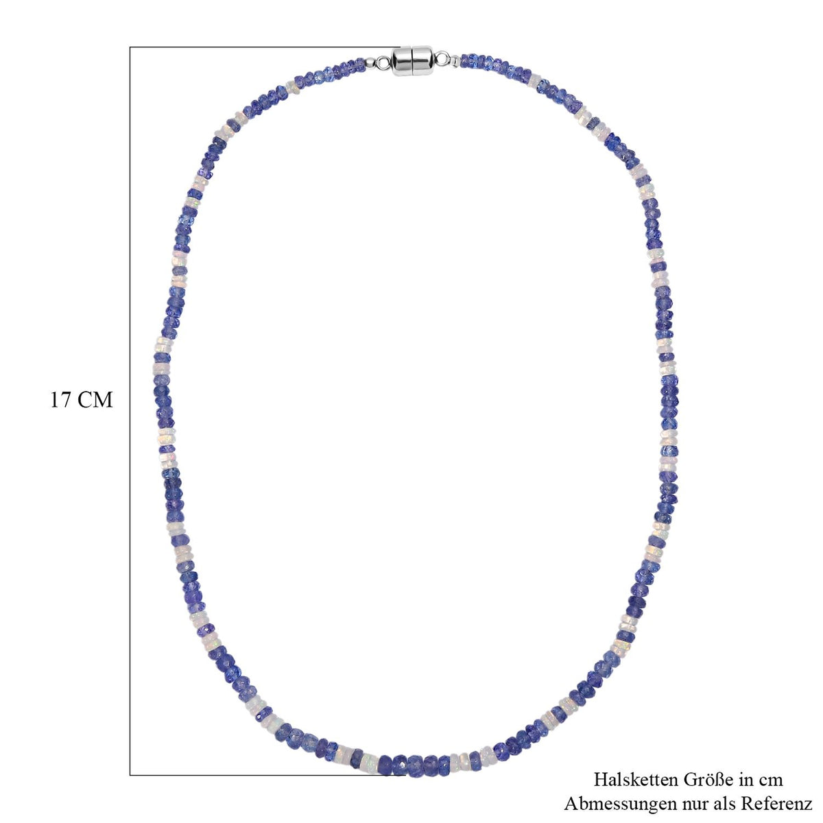 D'Joy Tansanit, Natürlicher, äthiopischer Welo Opal Halskette ca. 45 cm 925 Silber rhodiniert ca. 55,00 ct.