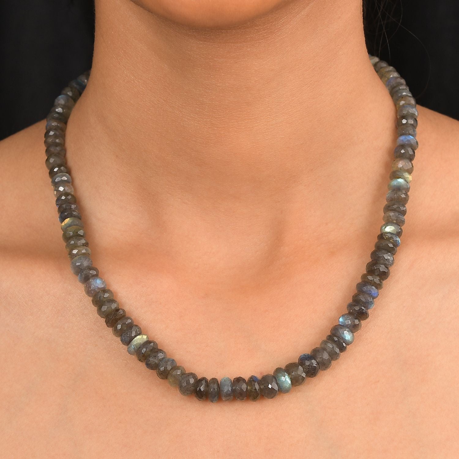 D'Joy AAA Labradorit Halskette ca. 45 cm 925 Silber rhodiniert ca. 230.00 ct
