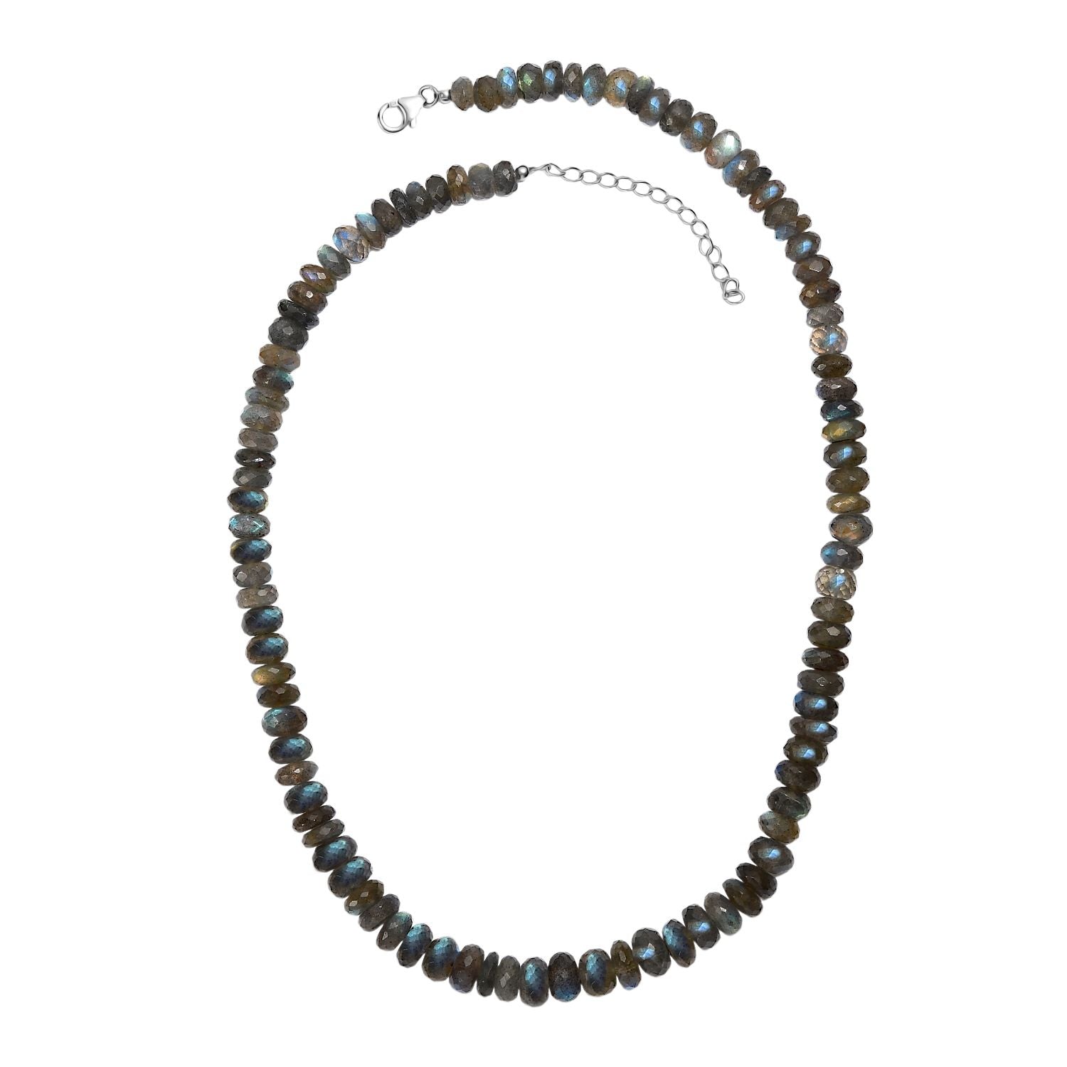 D'Joy AAA Labradorit Halskette ca. 45 cm 925 Silber rhodiniert ca. 230.00 ct